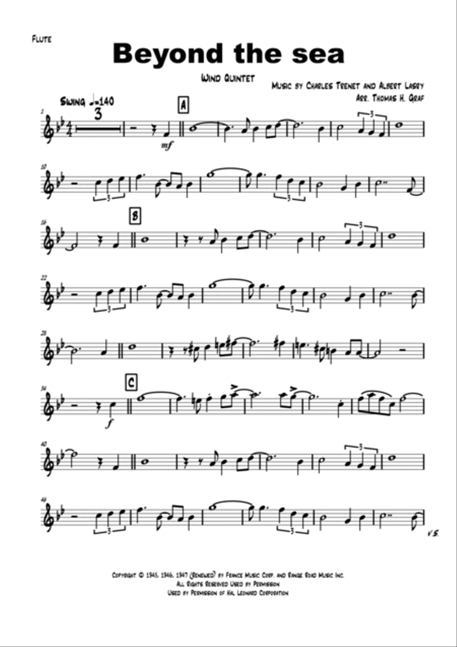 Beyond The Sea Woodwind Quintet scores gallery preview page 5