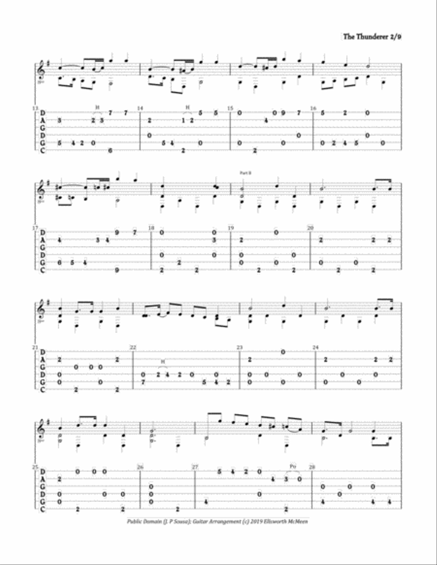 The Thunderer March (For Fingerstyle Guitar Tuned CGDGAD) Small Ensemble scores gallery preview page 2