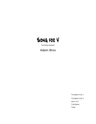 Book cover for Song for V for Brass Quintet
