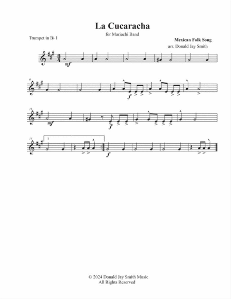 La Cucaracha Mariachi Band scores gallery preview page 4
