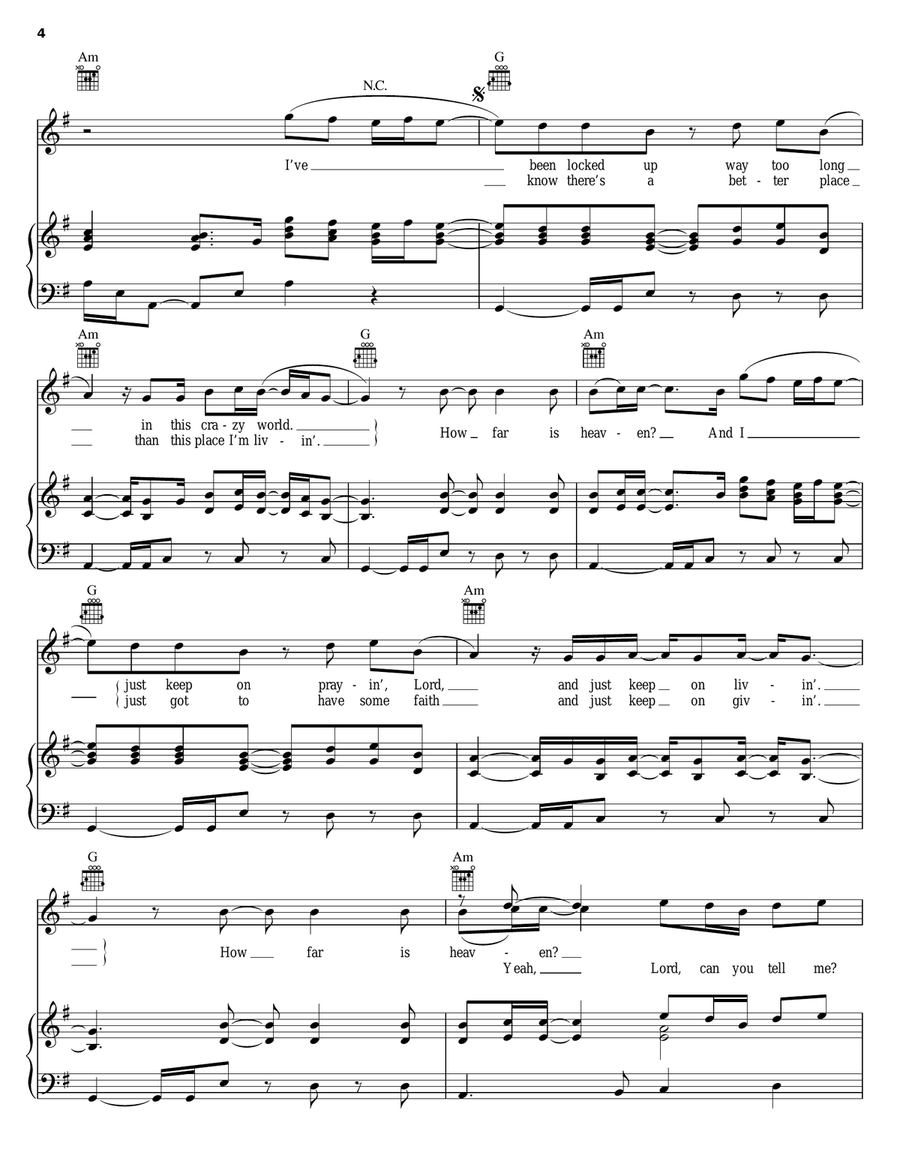 Heaven Piano, Vocal, Guitar scores gallery preview page 4