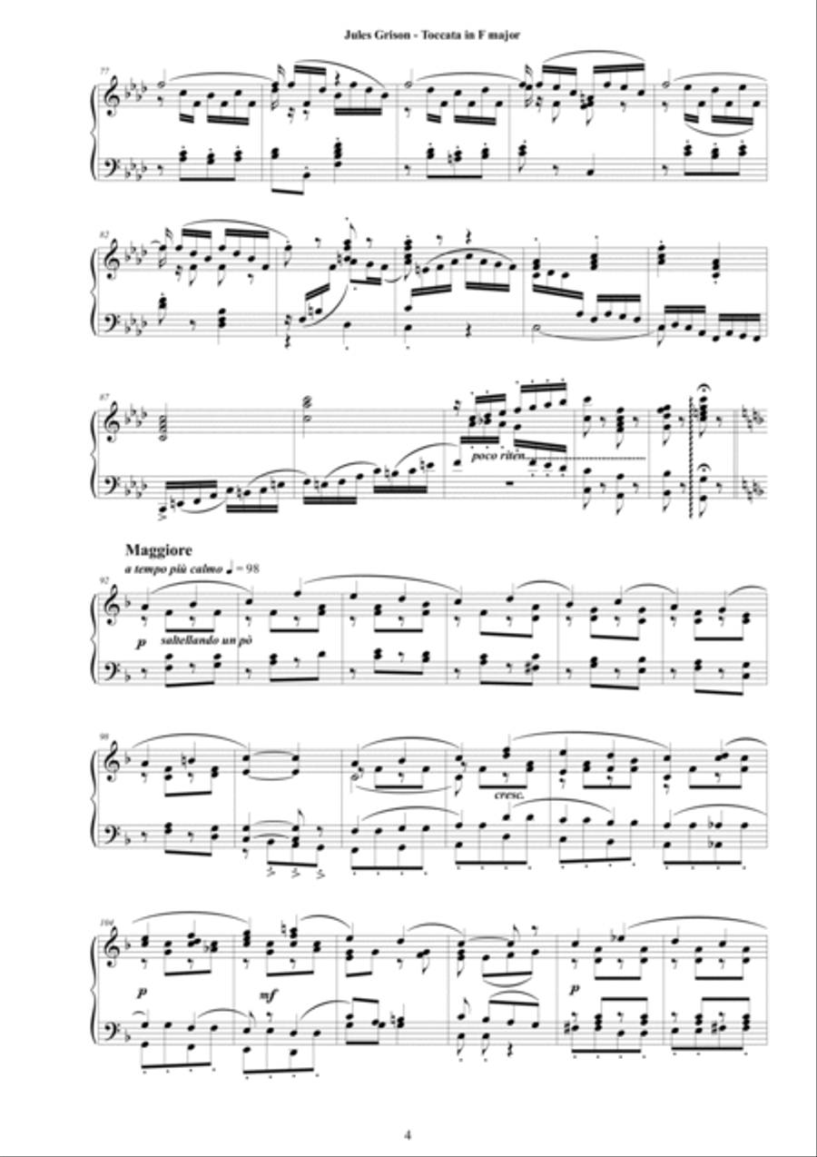 Jules Grison - Toccata in F major for Harpsichord (or Piano) Harpsichord scores gallery preview page 4