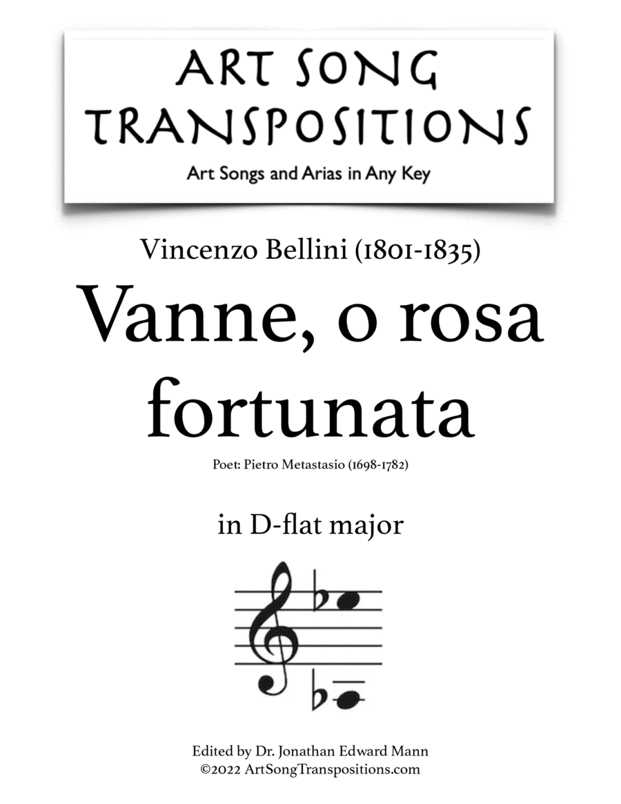 BELLINI: Vanne, o rosa fortunata (transposed to D-flat major)