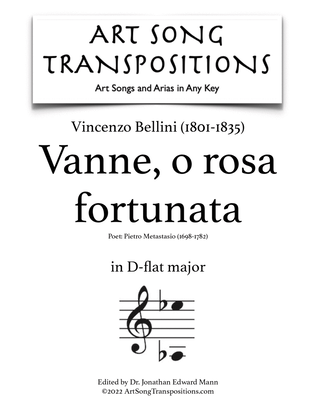 Book cover for BELLINI: Vanne, o rosa fortunata (transposed to D-flat major)