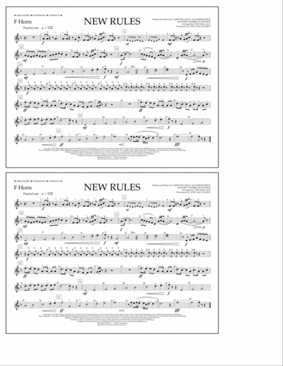 New Rules - F Horn Marching Band scores gallery preview page 1