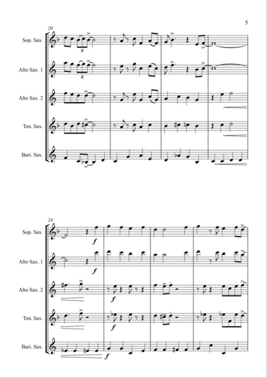 Santa Claus Is Comin' To Town Saxophone Quartet scores gallery preview page 5