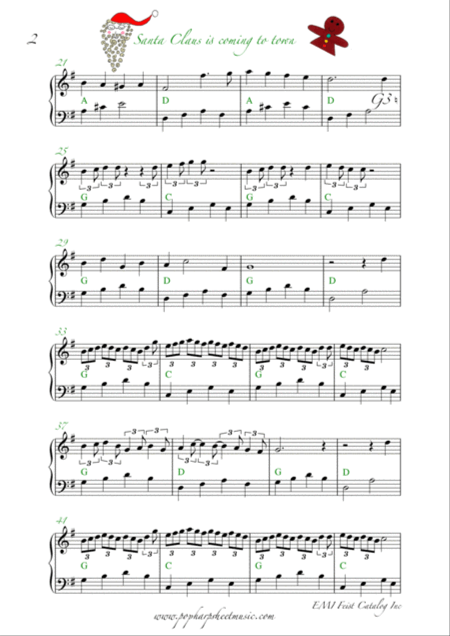 Santa Claus Is Comin' To Town Harp scores gallery preview page 2