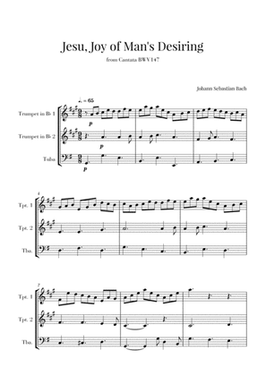 Bach - Jesu, Joy of Man's Desiring for 2 Trumpets and Tuba
