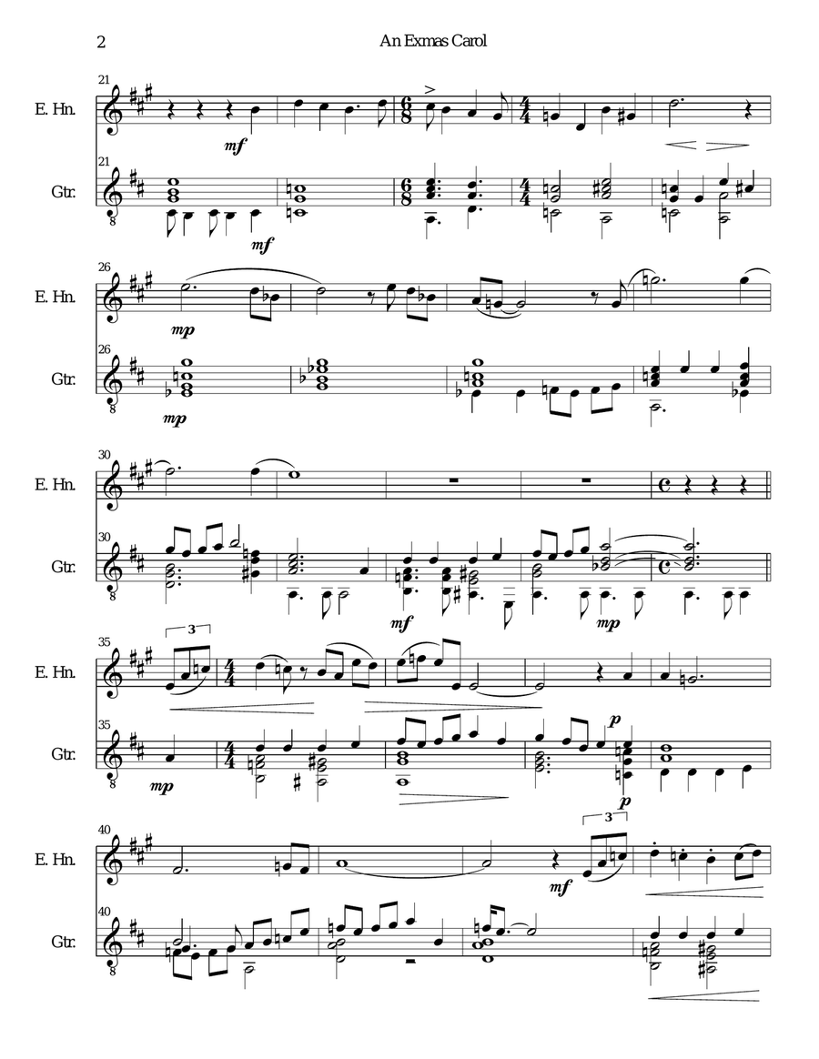 An Exmas Carol for cor anglais and guitar English Horn scores gallery preview page 2