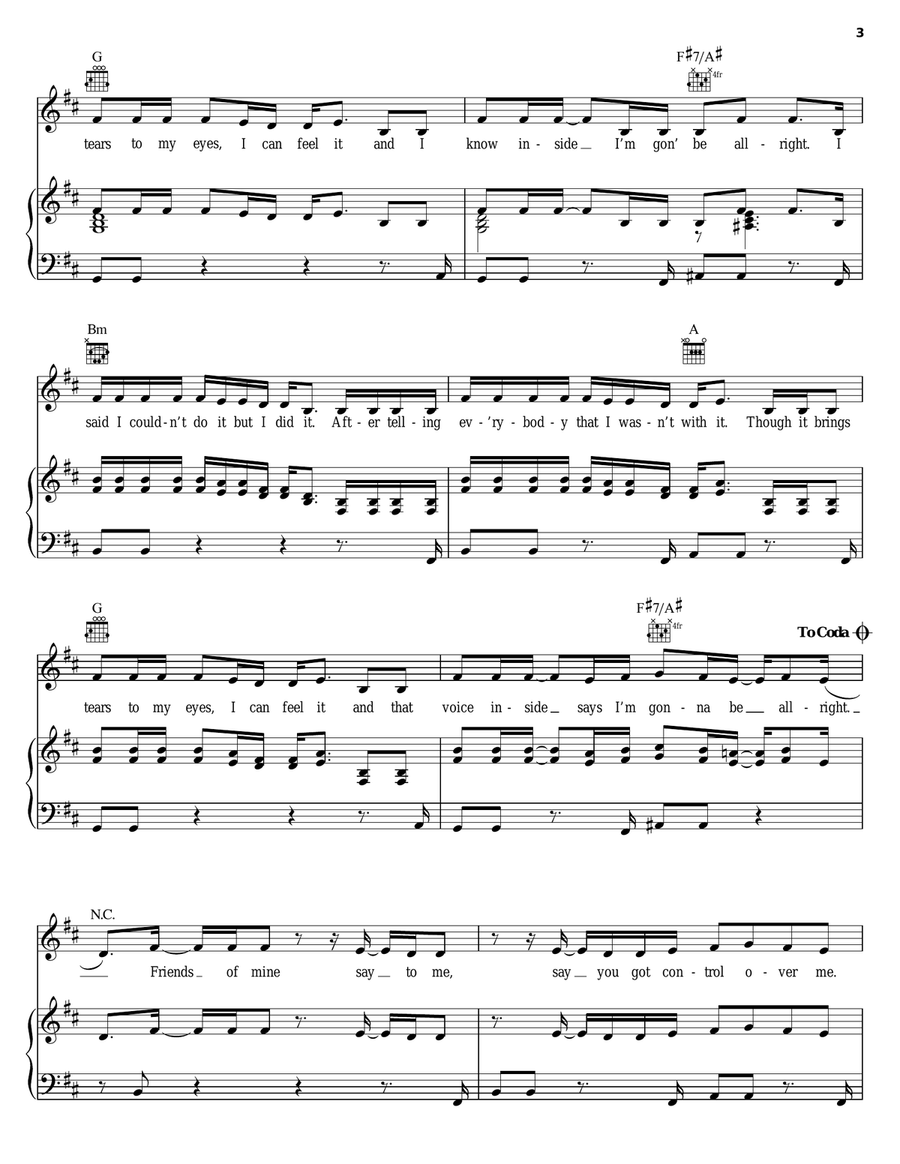 I'm Gonna Be Alright I'm Gonna Be Alright Piano, Vocal, Guitar scores gallery preview page 3