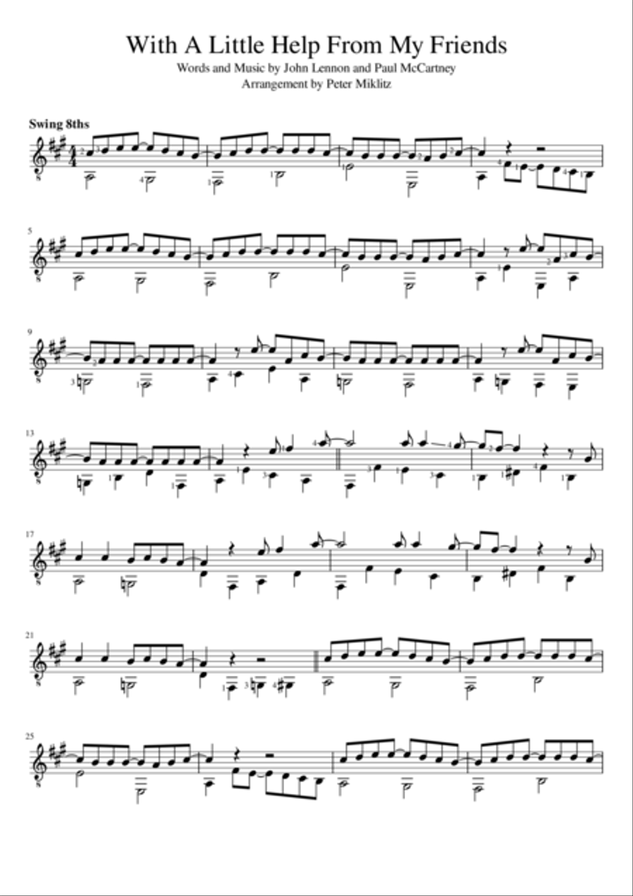 With A Little Help From My Friends Guitar Solo scores gallery preview page 1