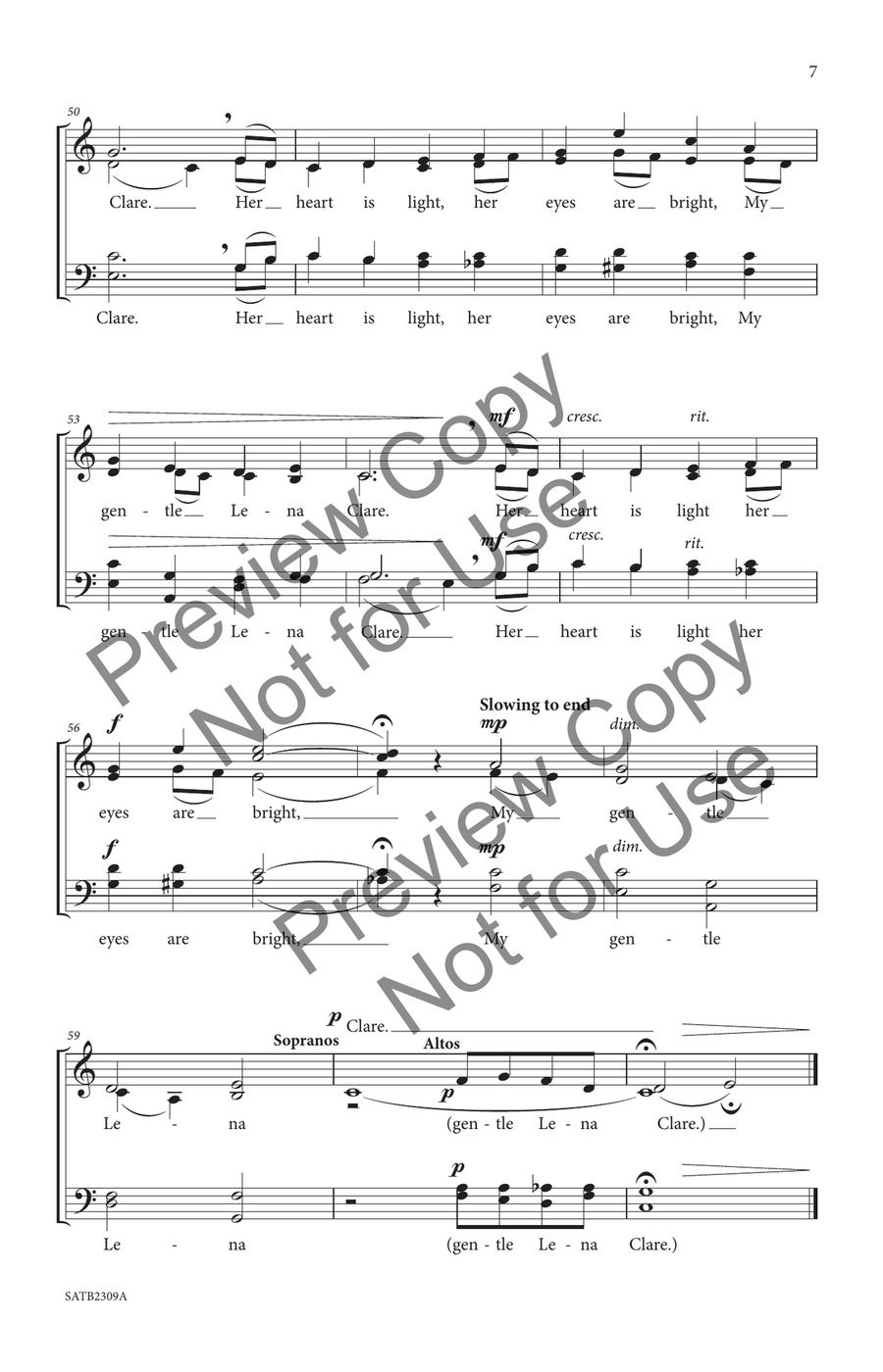 Gentle Lena Clare SATB Gentle Lena Clare SATB 4-Part scores gallery preview page 8