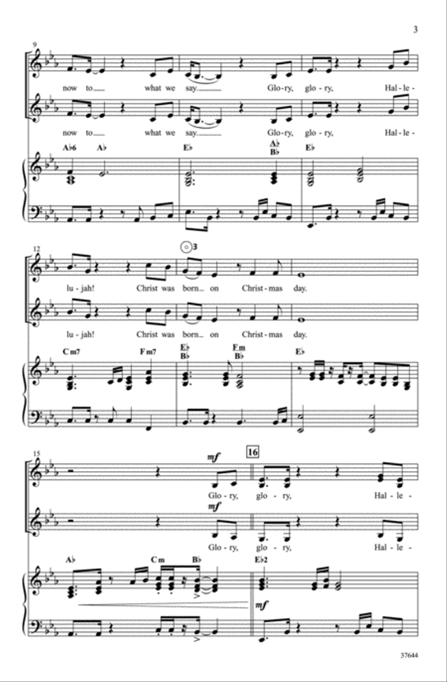 Christmas Glory Hallelujah SSA scores gallery preview page 2