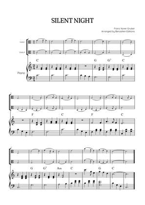 Silent Night for viola duet with piano accompaniment • easy Christmas song sheet music (w/ chords)