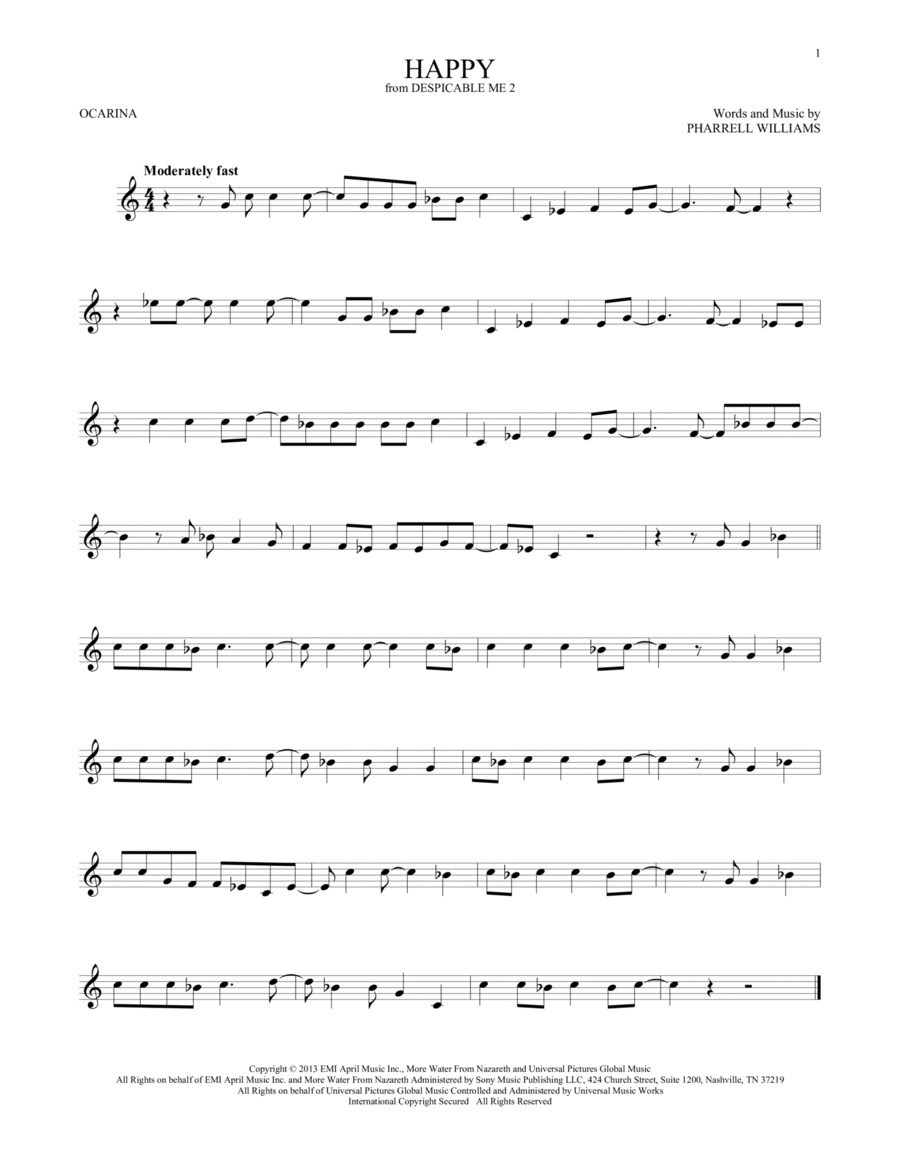 Happy Happy ocarina scores gallery preview page 1