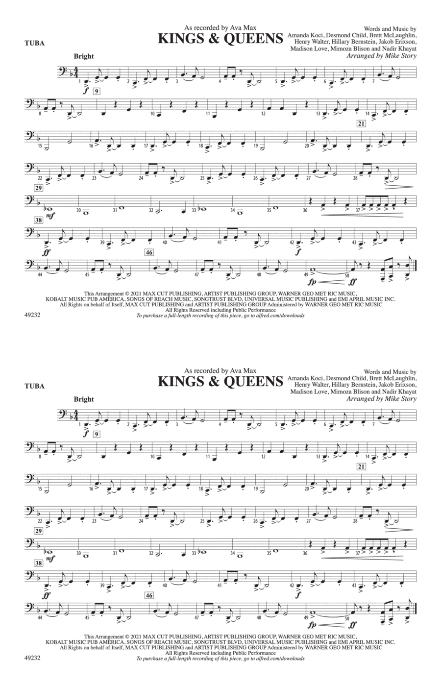 Kings & Queens: Tuba Marching Band scores gallery preview page 1