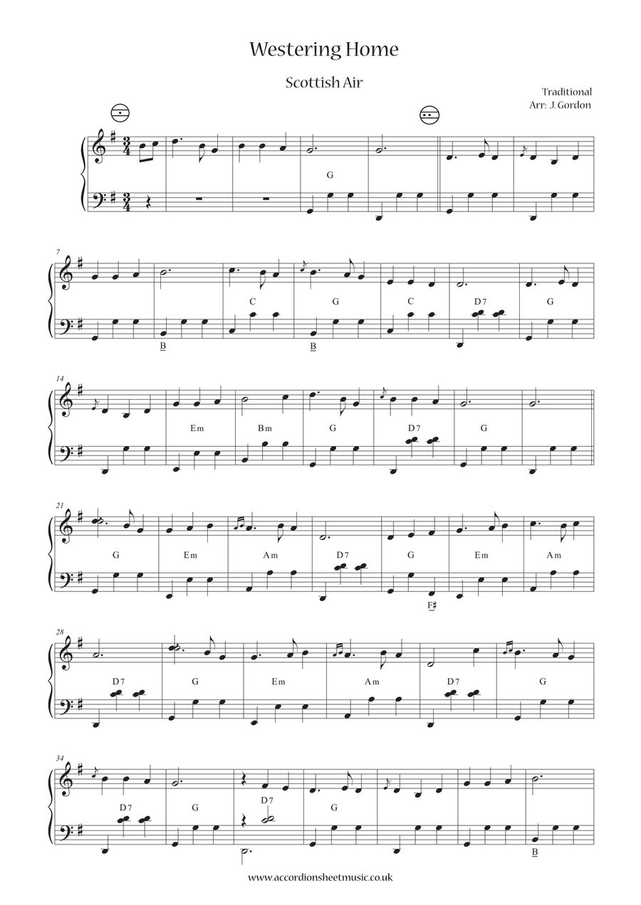 Westering Home Accordion scores gallery preview page 1