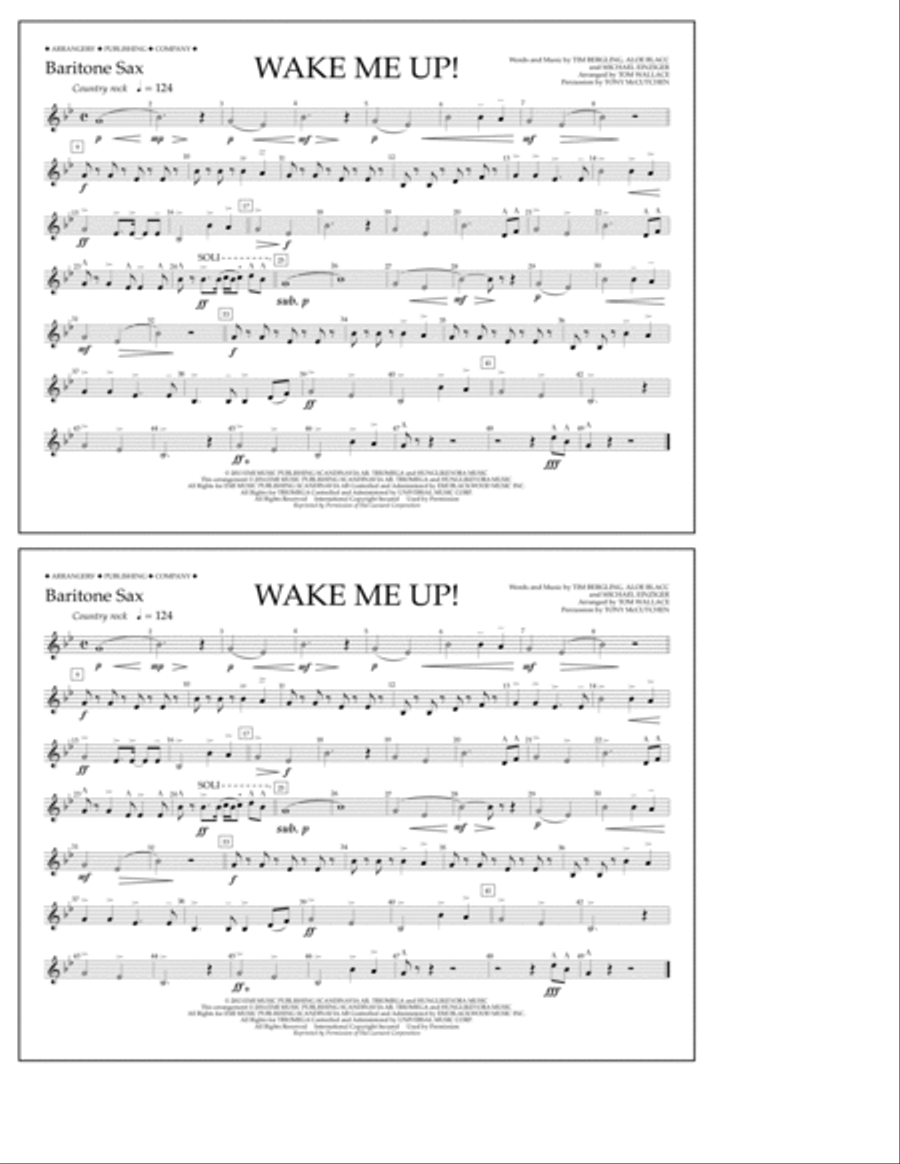 Wake Me Up! - Baritone Sax Marching Band scores gallery preview page 1