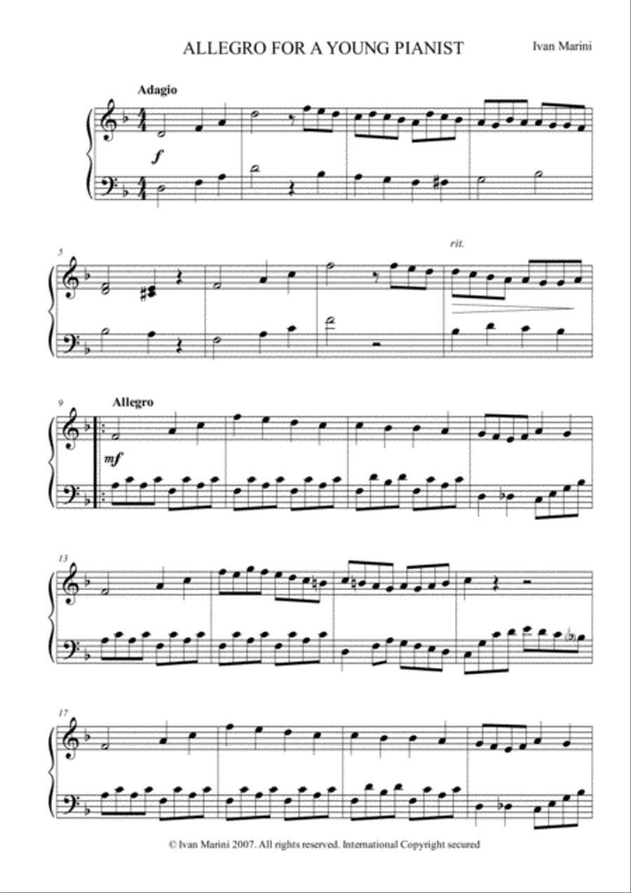 ALLEGRO FOR A YOUNG PLAYER for Piano solo Piano Method scores gallery preview page 2