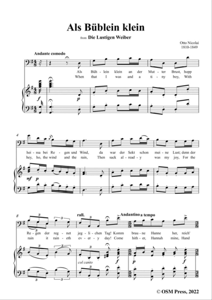 Nicolai-Als Bublein klein,in G Major,from Die Lustigen Weiber Voice scores gallery preview page 3