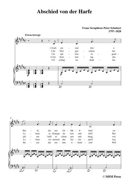 Schubert-Abschied von der Harfe,in c sharp minor,for Voice&Piano image number null