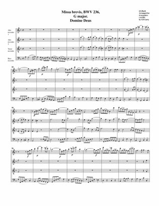 Duet: Domine Deus from Mass BWV 236 (arrangement for 4 recorders)