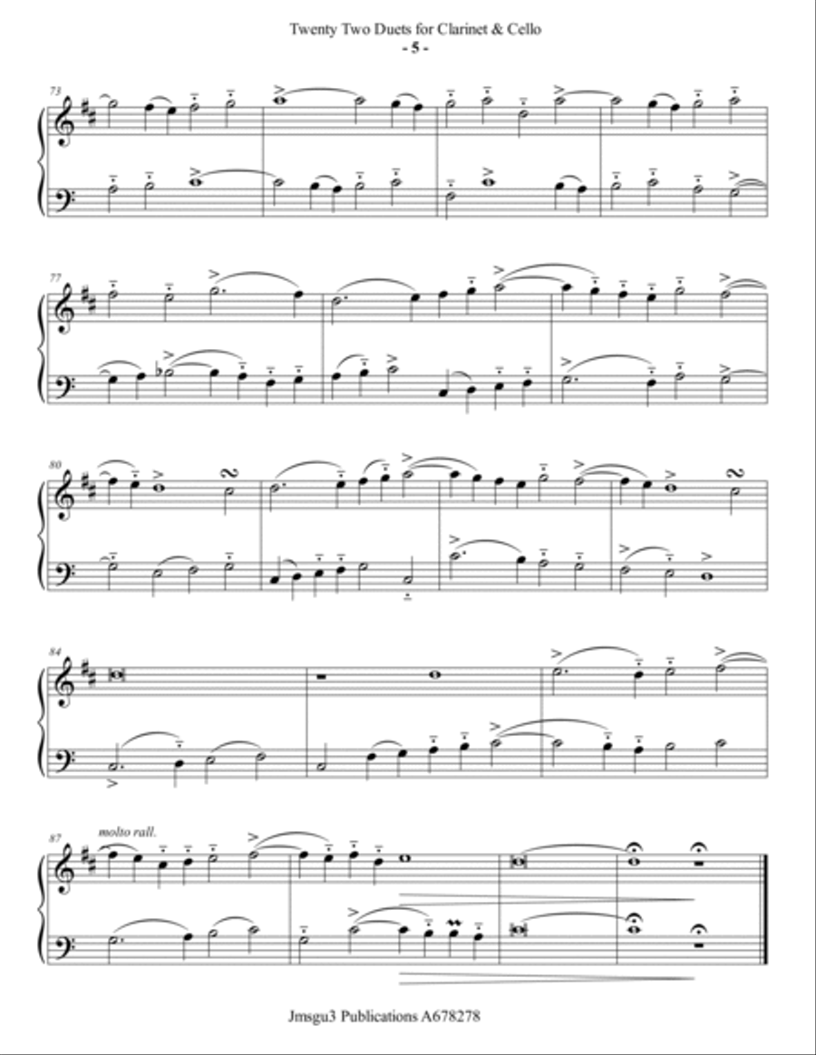 Josquin: 22 Duets for Clarinet & Cello B-Flat Clarinet scores gallery preview page 5