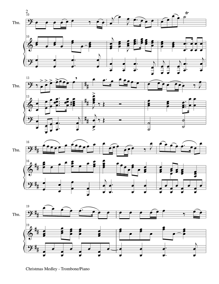 CHRISTMAS JOY MEDLEY (Sing-A-Long with Trombone and Piano) Small Ensemble scores gallery preview page 2