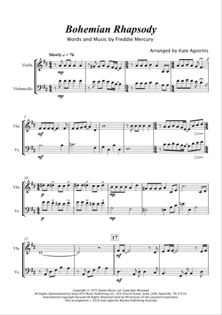 Bohemian Rhapsody String Duet scores gallery preview page 3