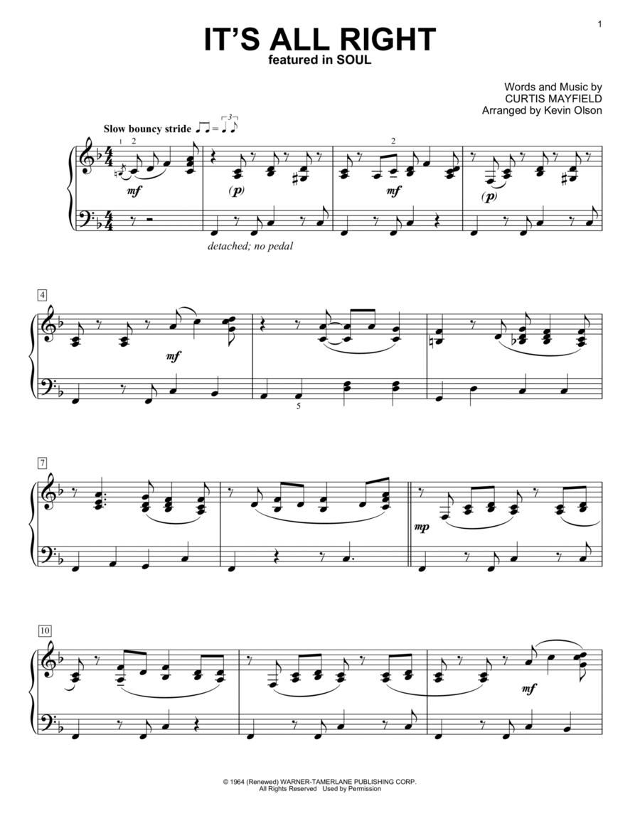 It's All Right (from Soul) (arr. Kevin Olson) Easy Piano scores gallery preview page 1