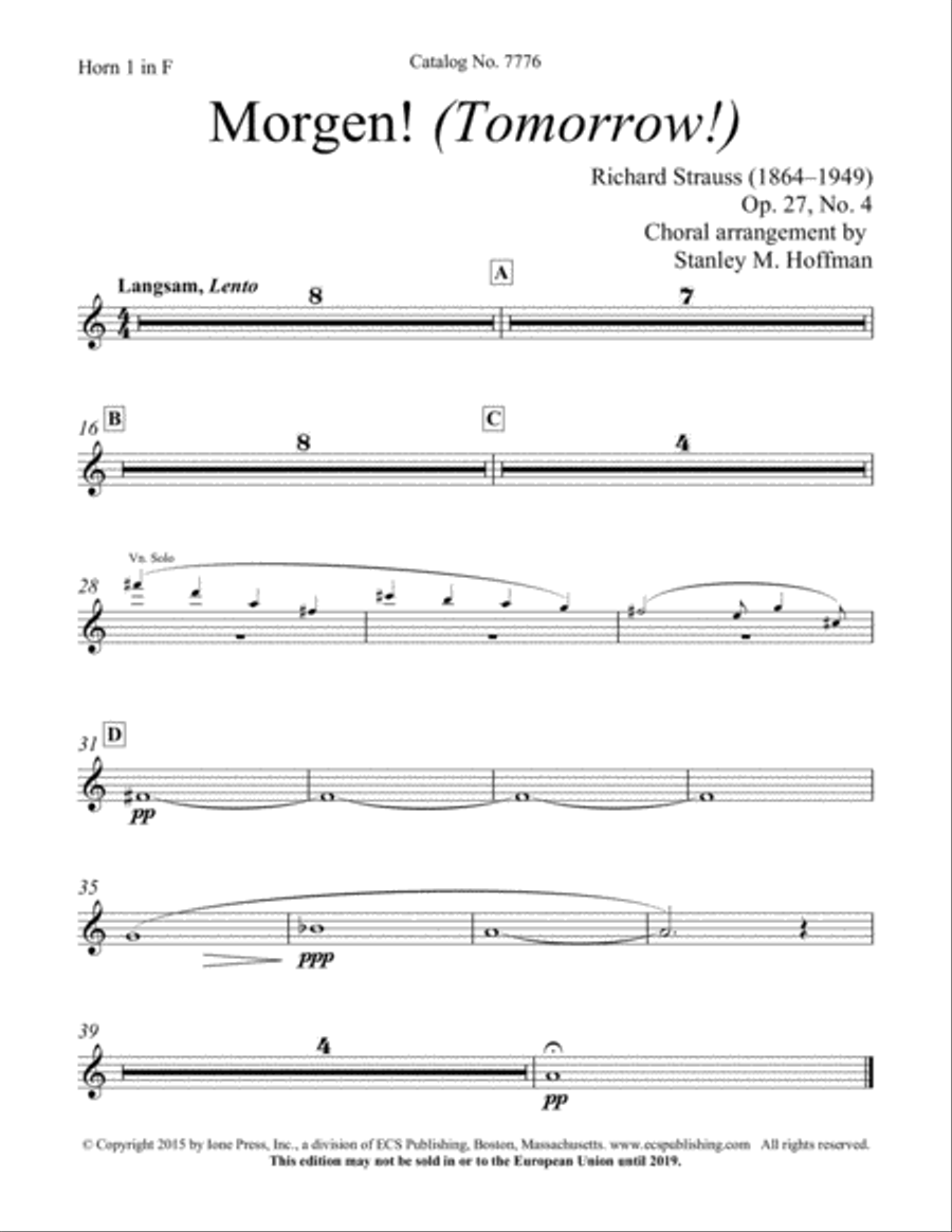 Morgen! (Tomorrow!) Morgen! (Tomorrow!) Choir scores gallery preview page 1