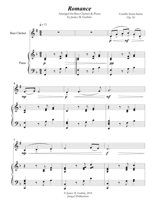 Saint-Saens: Romance for Bass Clarinet & Piano