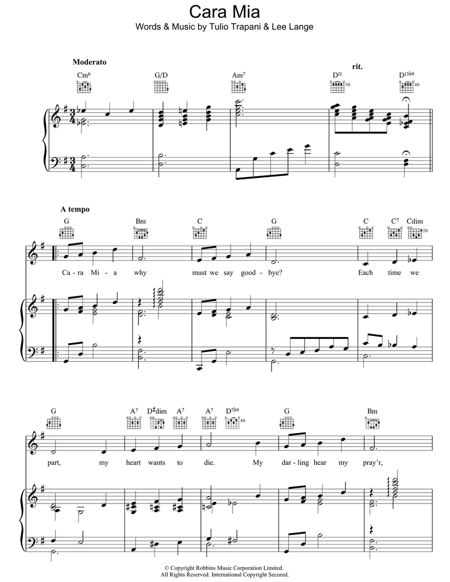 Cara Mia Cara Mia Acoustic Guitar scores gallery preview page 1