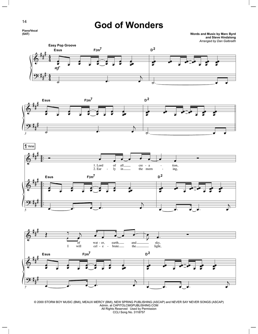 God Of Wonders Voice scores gallery preview page 1