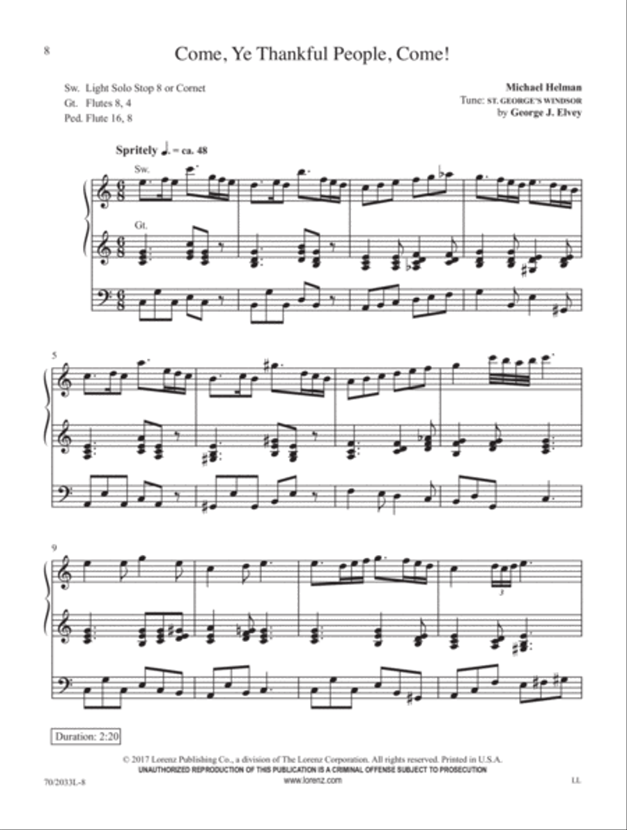 Come, Ye Thankful People, Come! Organ Solo scores gallery preview page 3