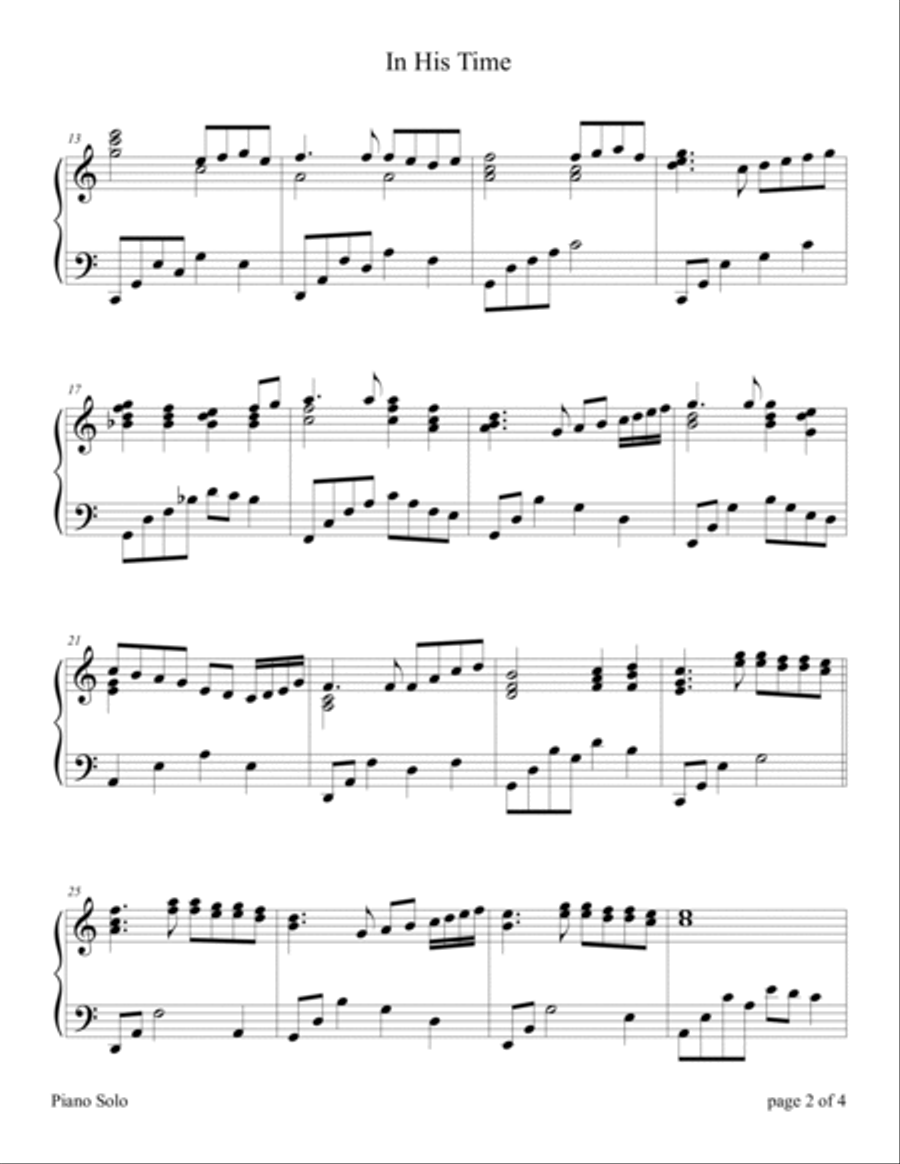 In His Time Piano Solo scores gallery preview page 2