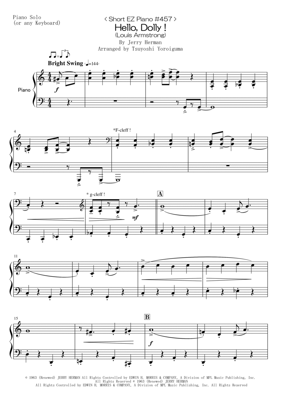Hello, Dolly! Hello, Dolly! Easy Piano scores gallery preview page 1