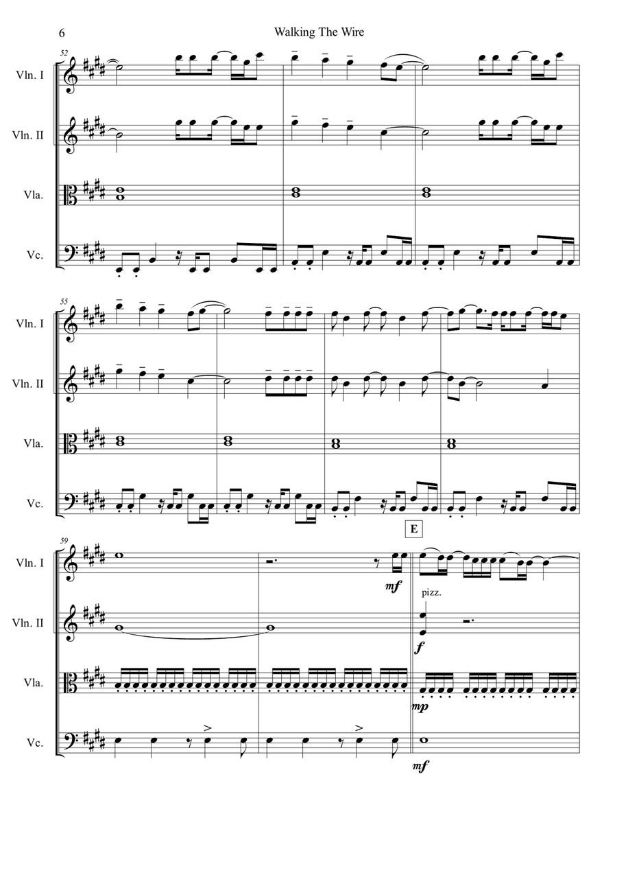 Walking The Wire String Quartet scores gallery preview page 6