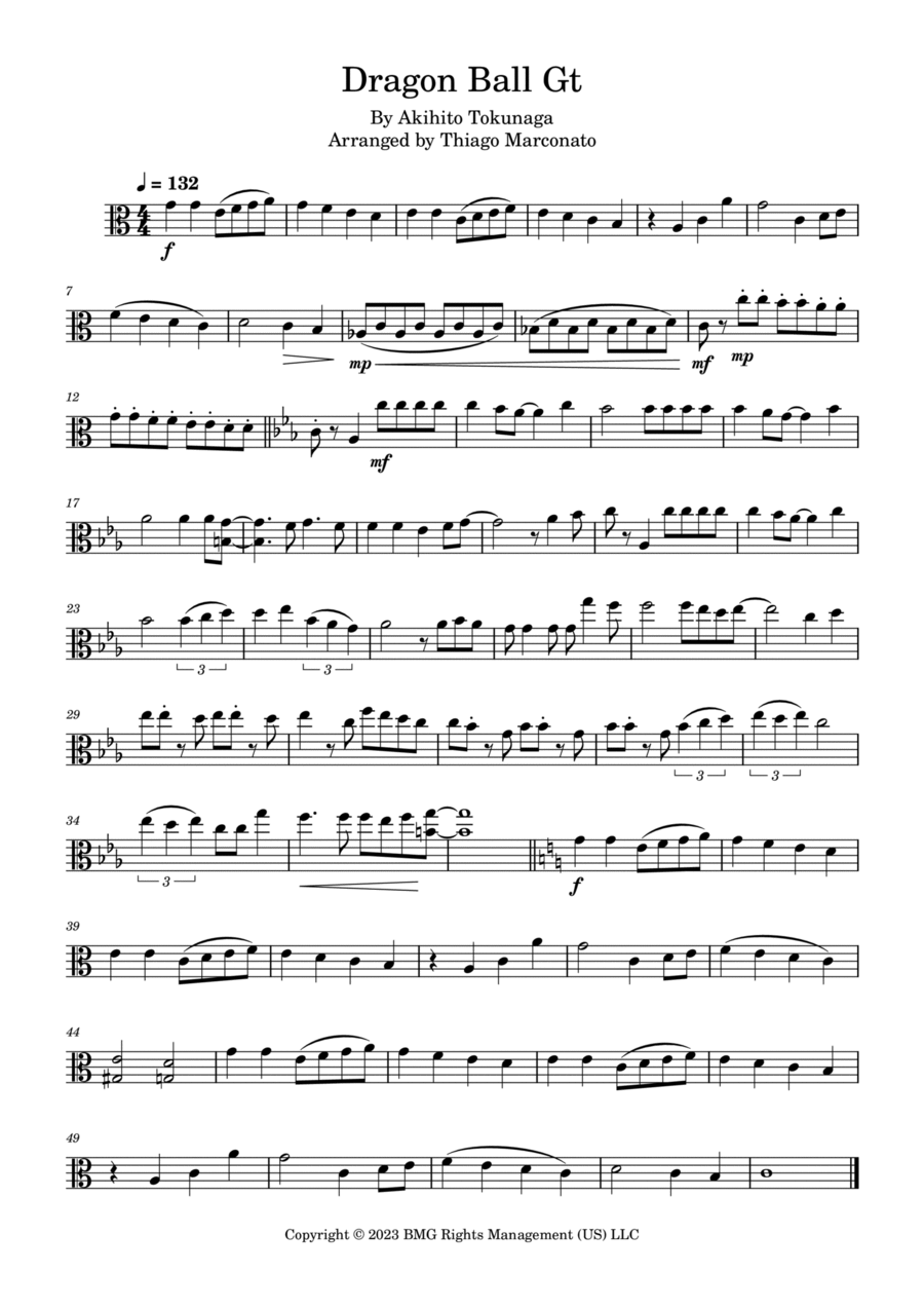 Dragon Ball Gt Viola Solo scores gallery preview page 1