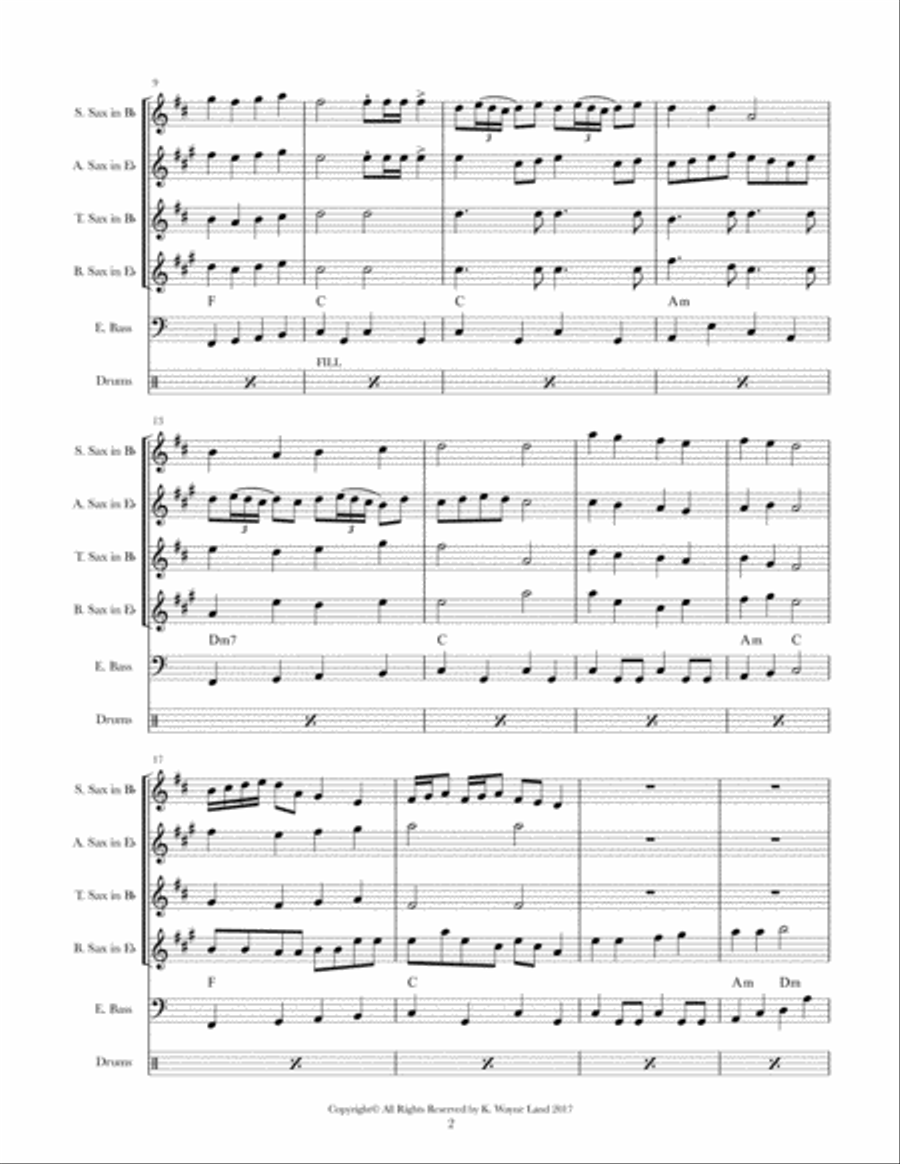 Good King Wenceslas (Variations for Jazz Saxophone Quartet) Saxophone Quartet scores gallery preview page 3