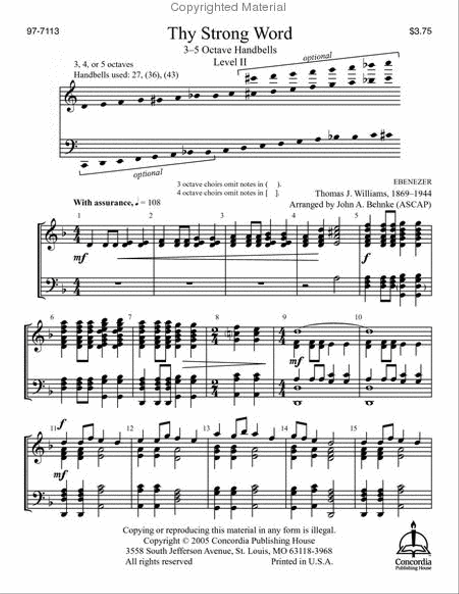 Thy Strong Word (Behnke) - Handbell Handbell Choir scores gallery preview page 2