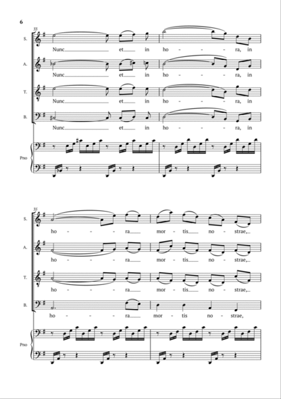 Ave Maria (Bach-Gounod) in G Major for SATB with Piano Accompaniment 4-Part scores gallery preview page 6