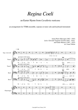 Regina Coeli, G major, TTBB, tenor or sopran solo, piano/organ, full version
