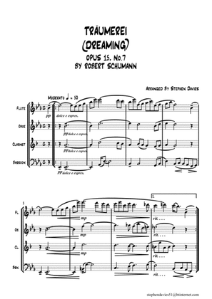'Traumerei (Dreaming)' Op.15 No.7 by Robert Schumann for Woodwind Quartet.