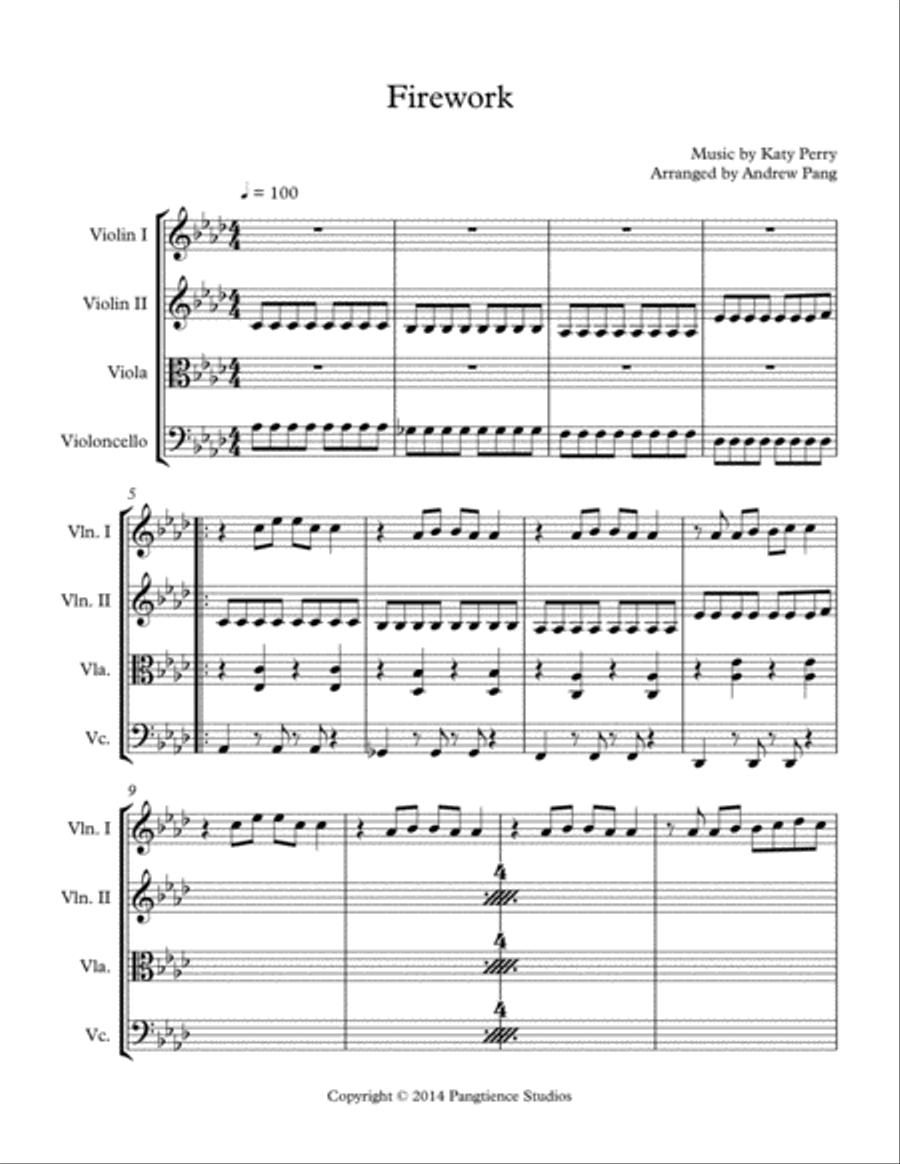 Firework String Quartet scores gallery preview page 1