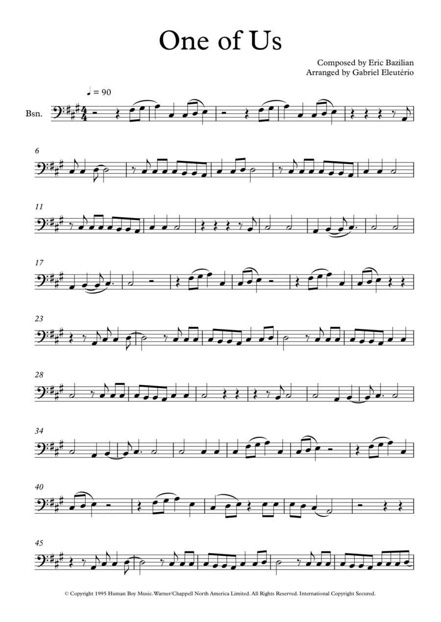 One Of Us Bassoon Solo scores gallery preview page 1
