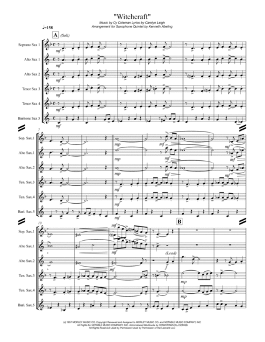 Witchcraft Saxophone Quintet scores gallery preview page 2