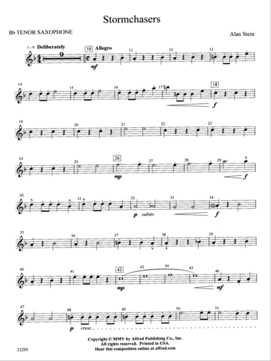 Stormchasers: B-flat Tenor Saxophone Concert Band scores gallery preview page 1