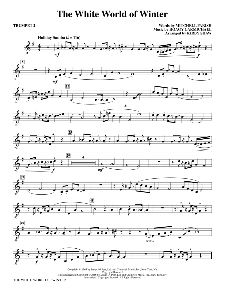 The White World of Winter - Trumpet 2 Choir scores gallery preview page 1