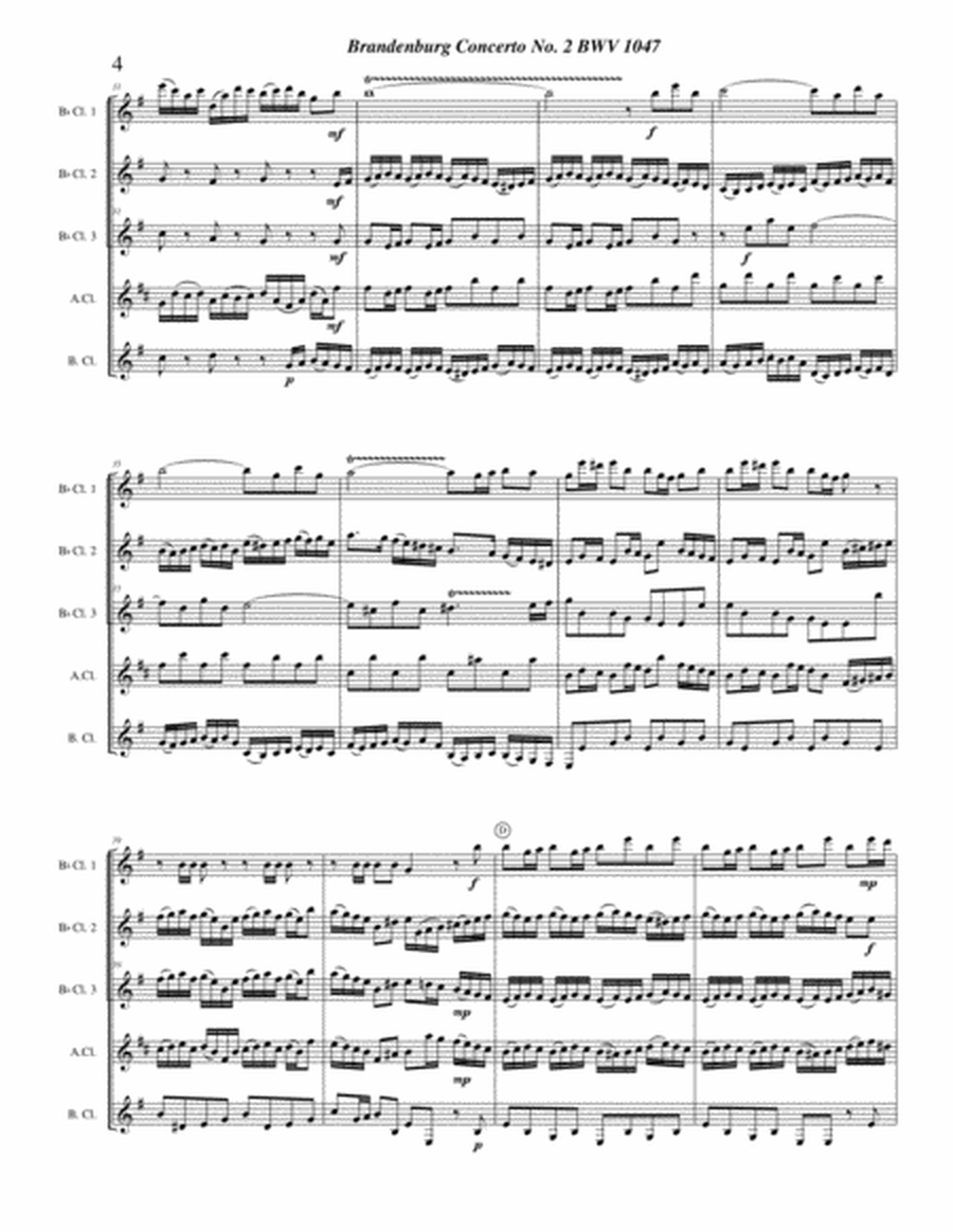 Brandenburg Concerto No. 2 in F Major, BWV 1047 (clarinet quintet arrangement) image number null